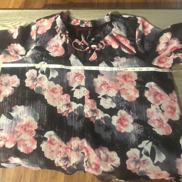 J.Lo Floral Gold Drip Blouse floral print size L - Picture 5 of 7